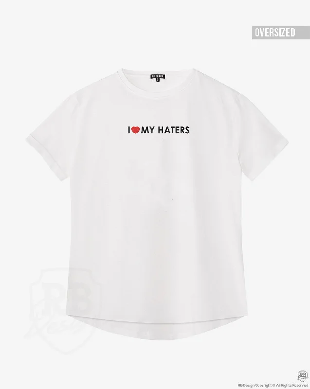 Trendy Women's T-shirt " I Love My Haters" WTD08 Polka Dot Checkered Tartan
