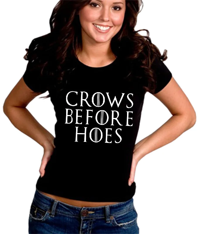 Crows Before Hoes Girl's T-Shirt Solid Print Embellished