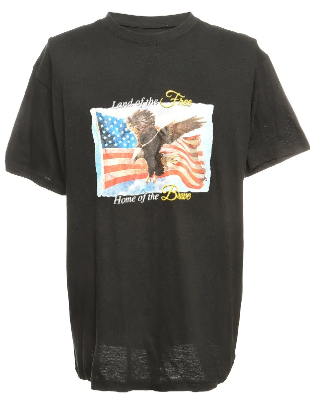 Eagle Printed T-shirt - L Print Jacquard Patchwork