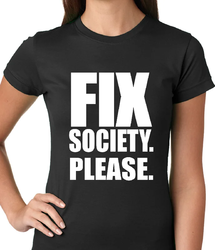 Fix Society. Please. Transgender Equality Ladies T-shirt Hooded Caped Shawl Collar