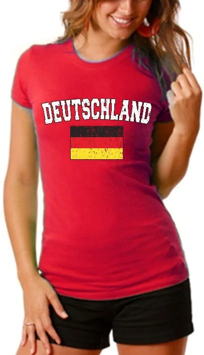Germany "Deutschland" Vintage Flag International Girls T-Shirt Satin Blend Silk Blend Wool Blend