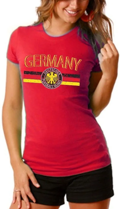 Germany Vintage Shield International Girls T-Shirt Casual Formal Business