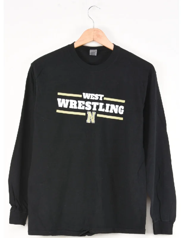 Gildan West Wrestling Printed T-shirt - M Faux Fur Fabric Real Fur Fabric Shearling Fabric