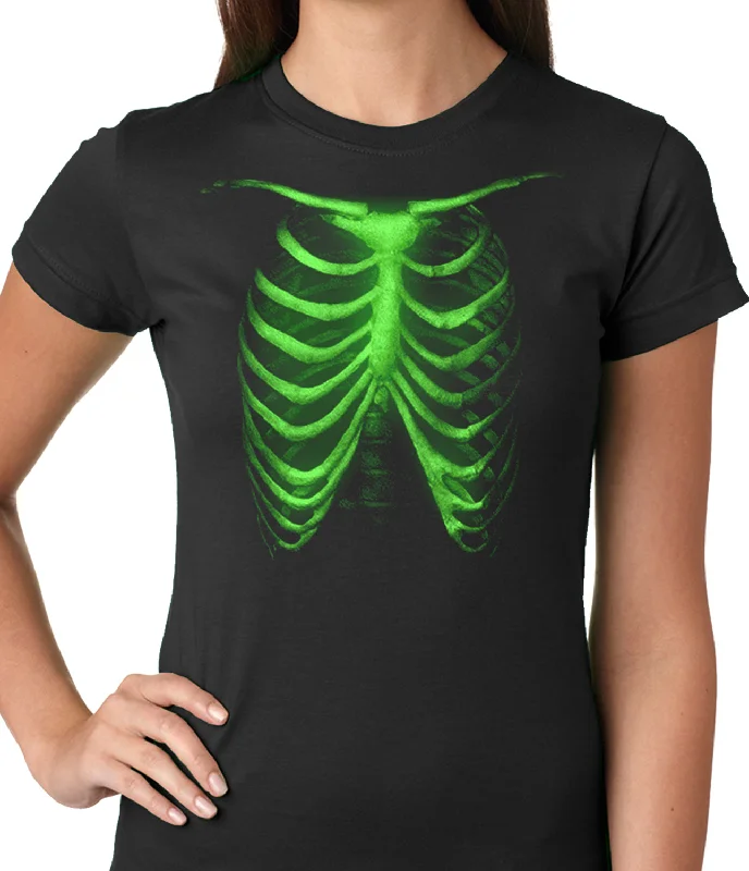 Glow In The Dark Ribcage Ladies T-shirt Seamless Knitted Crochet