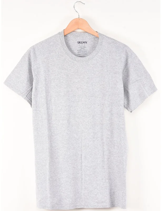 Grey & Black #10 Printed T-shirt - L Handmade Hand-knitted Hand-woven