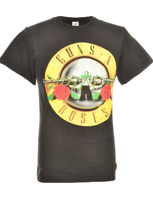 Guns N' Roses Black Fruit Of The Loom Band T-shirt - L Collared Crew Neck Turtle Neck