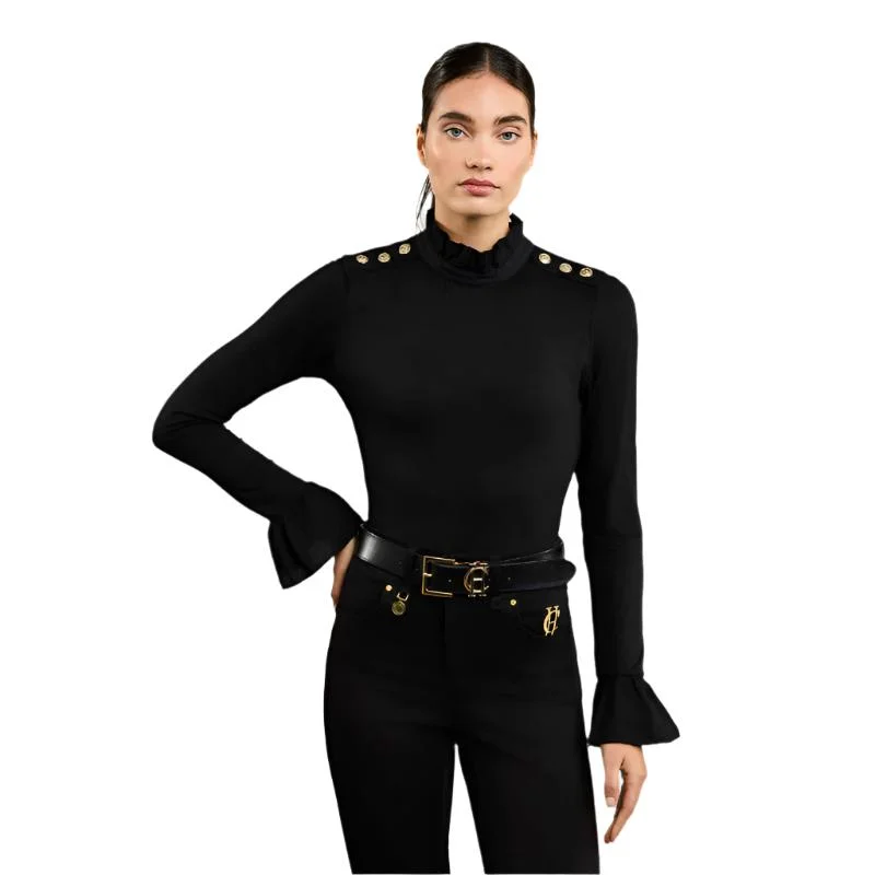 Holland Cooper Lilibet Ladies Jersey Long Sleeve Tee - Black Layered Multi-layer Single Layer