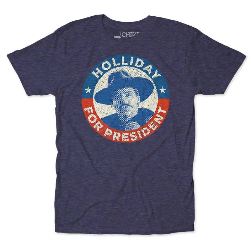 Holliday For President Unisex Tee Notch Collar Peter Pan Collar Cowl Neck