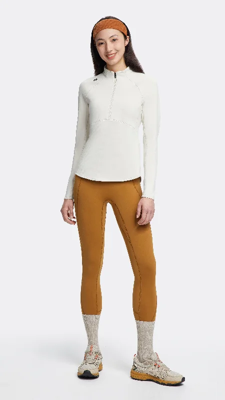 HOTSUIT Women Half Zip Long T-shirts Hooded Caped Shawl Collar