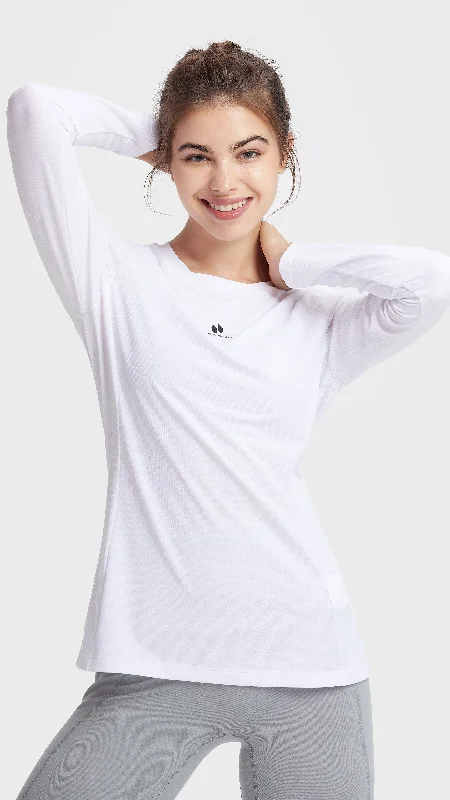HOTSUIT Women Crewneck Tech long T-Shirt Jersey Fabric Tulle Fabric Batik Fabric