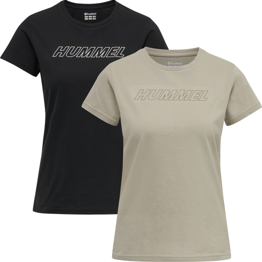 Hummel Women's Te Cali Cotton T-Shirt 2-Pack Collared Crew Neck Turtle Neck