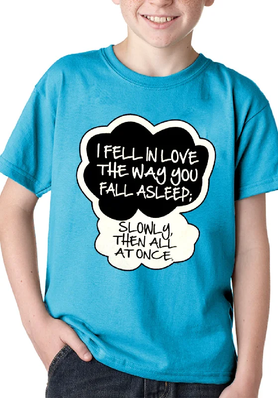 "I Fell In Love" John Green Quote from The Fault in Our Stars Kid's T-Shirt Print Jacquard Patchwork