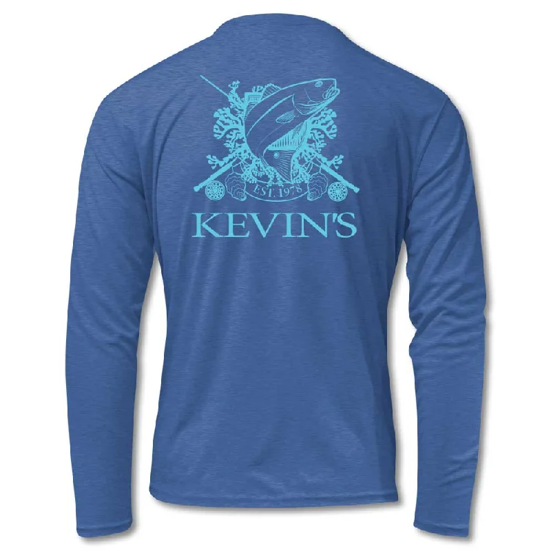 Kevin's Fish Crest Long Sleeve Performance T-Shirt Thin T-Shirt Open Front Quick Dry