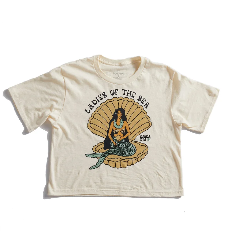 Ladies Of The Sea Box Crop T-Shirt Zippered Front Buttoned Front Snap Front