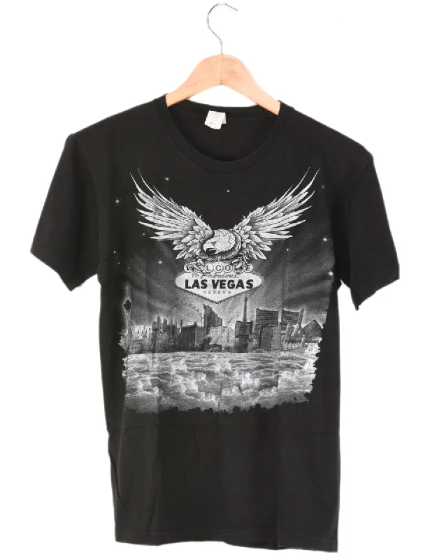 Las Vegas Printed Black & White T-shirt - S Print Jacquard Patchwork