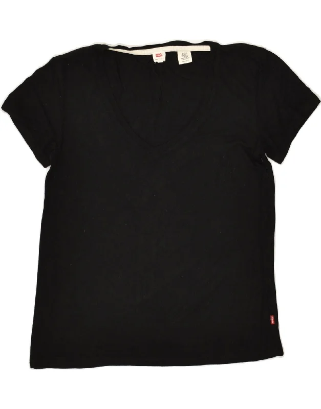 LEVI'S Womens T-Shirt Top UK 6 XS Black Cotton Nylon Fabric Polyester Fabric Spandex Fabric