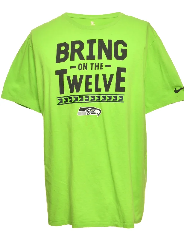 Light Green Seahawks Sports T-shirt - L Satin Blend Silk Blend Wool Blend