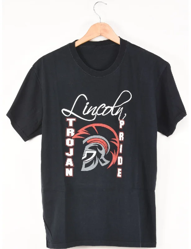 Lincoln Trojan Pride Printed T-shirt - M Iron Safe Non-Iron Wrinkle Free