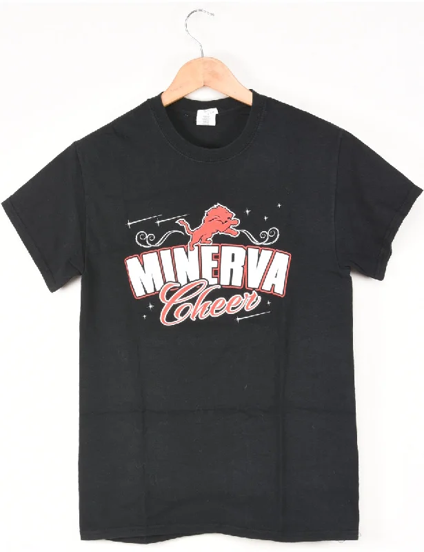 Minerva Cheer Printed T-shirt - S Notch Collar Peter Pan Collar Cowl Neck