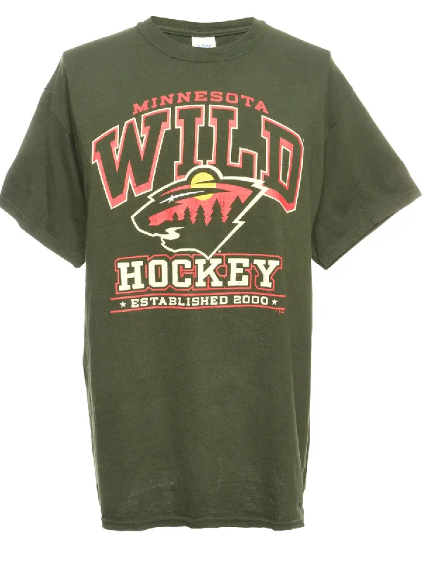 Minnesota Wild Hockey Sports T-shirt - M Polka Dot Checkered Tartan