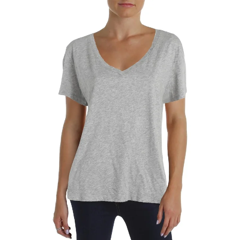 Nation LTD Womens V-Neck Distressed T-Shirt Elasticated Padded Insulated