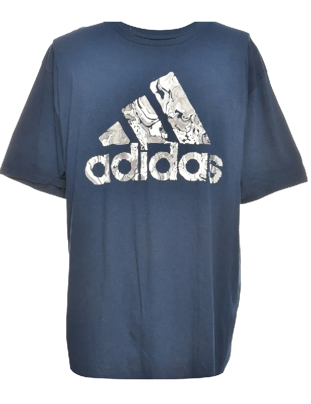 Navy Adidas Printed T-shirt - XL Anti-Shrink Durable Soft