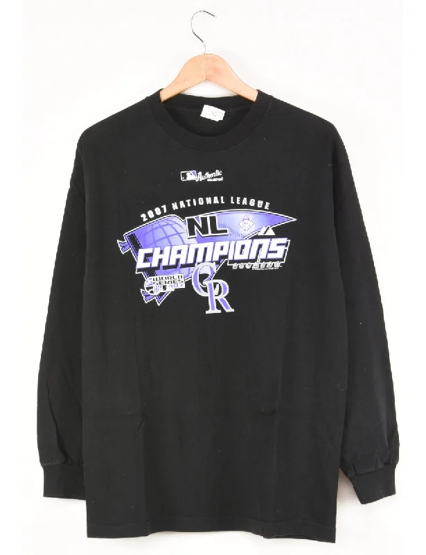 NBA Rockies Champions Black & Purple Printed T-shirt - L Chenille Blend Fleece Blend Nylon Blend