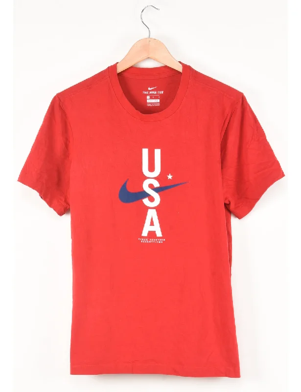 Nike USA Printed T-shirt - M Polka Dot Checkered Tartan