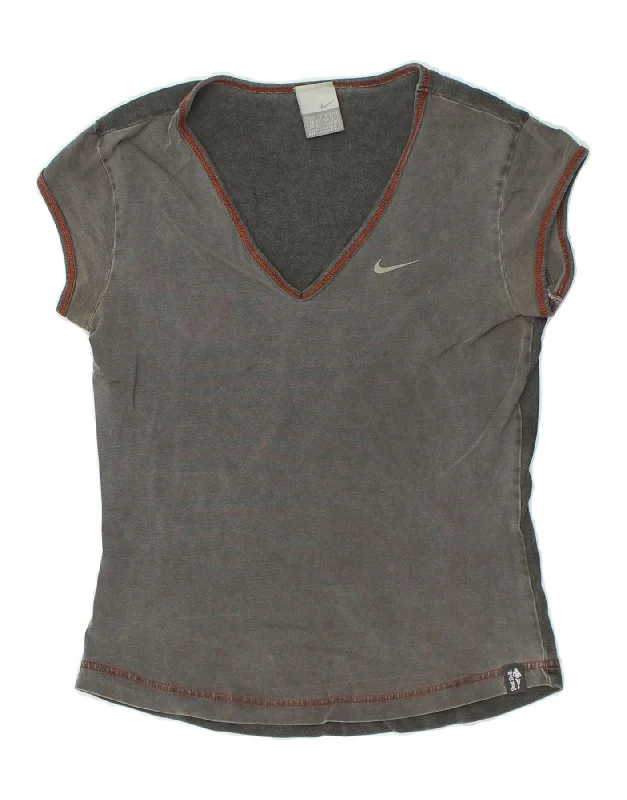 NIKE Womens T-Shirt Top UK 10 Small Grey Fashionable Trendy Casual