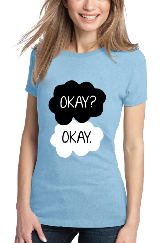 "Okay? Okay." Quote Girl's T-Shirt Mesh Fabric Canvas Fabric Denim Fabric