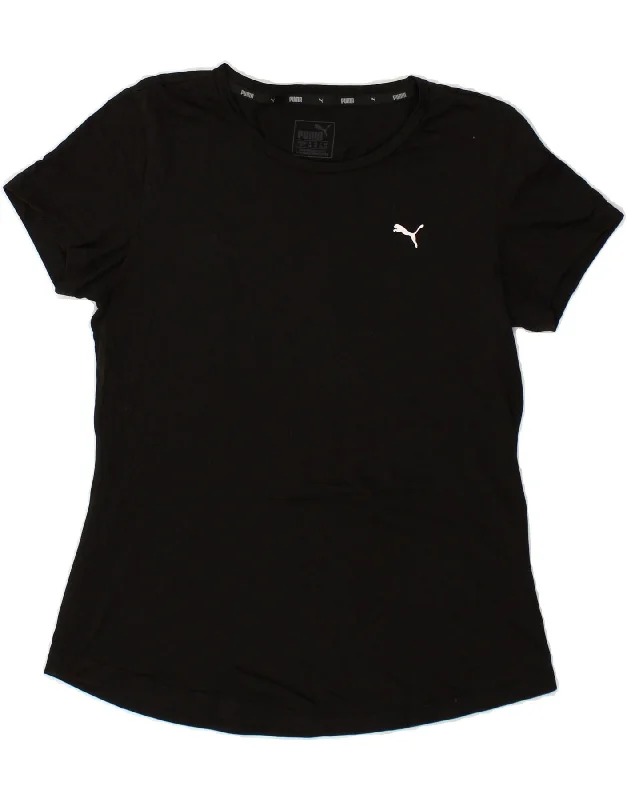 PUMA Womens T-Shirt Top UK 12 Medium  Black Hooded Caped Shawl Collar