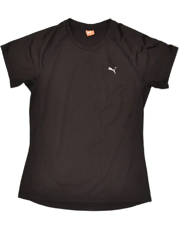 PUMA Womens T-Shirt Top UK 12 Medium Black Front Pockets Side Pockets Patch Pockets