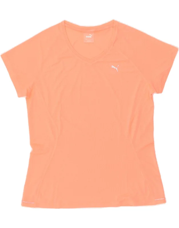 PUMA Womens T-Shirt Top UK 16 Large Orange Polyester Elegant Classic Vintage