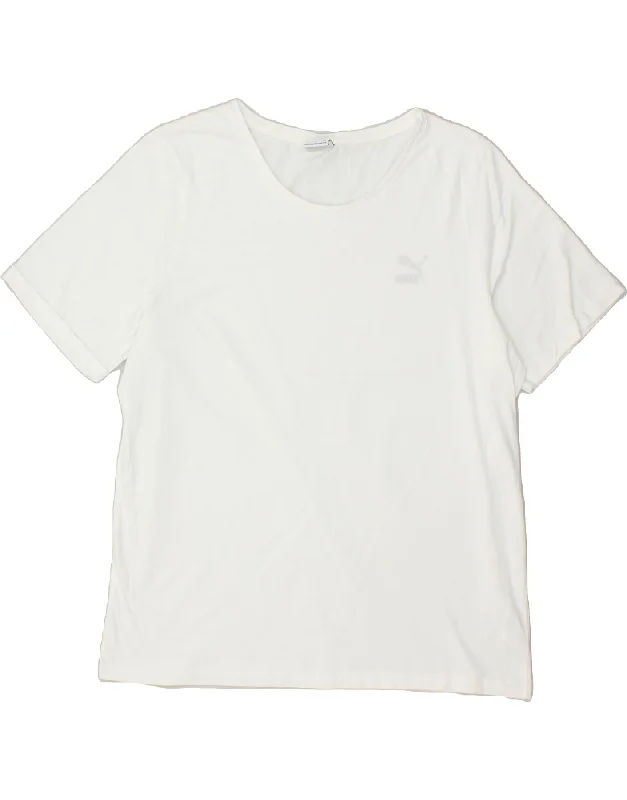PUMA Womens T-Shirt Top UK 18 XL White Cotton Spandex Blend Rayon Blend Denim Blend
