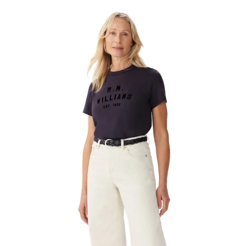 R.M.Williams Piccadilly Ladies T-Shirt - Navy Collared Crew Neck Turtle Neck