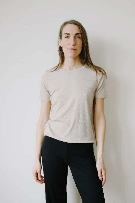 rib t-shirt - genevraa - sandstone melange Jersey Fabric Tulle Fabric Batik Fabric