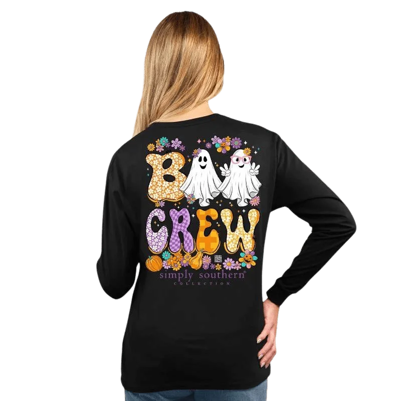 Simply Southern Women's Trick or Treat Long Sleeve Graphic T-Shirt Hooded Caped Shawl Collar