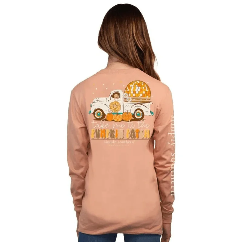 Simply Southern Women's Truck Cafe Long Sleeve Graphic T-Shirt Chenille Blend Fleece Blend Nylon Blend