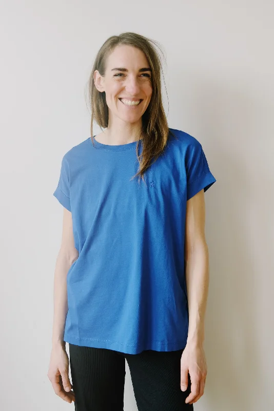 t-shirt - idaara - dynamo blue Mesh Blend Leather Blend Suede Blend
