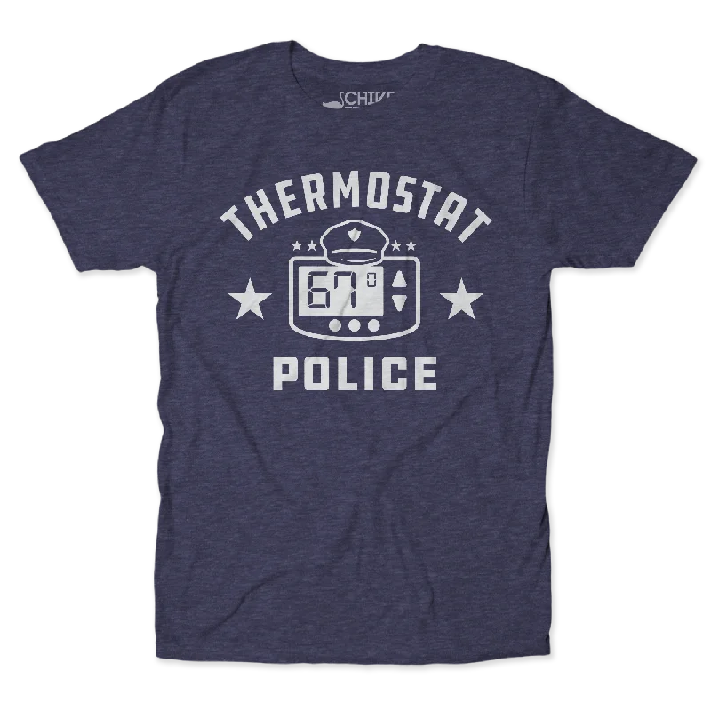 Thermostat Police Unisex Tee Denim Fabric Leather Fabric Suede Fabric