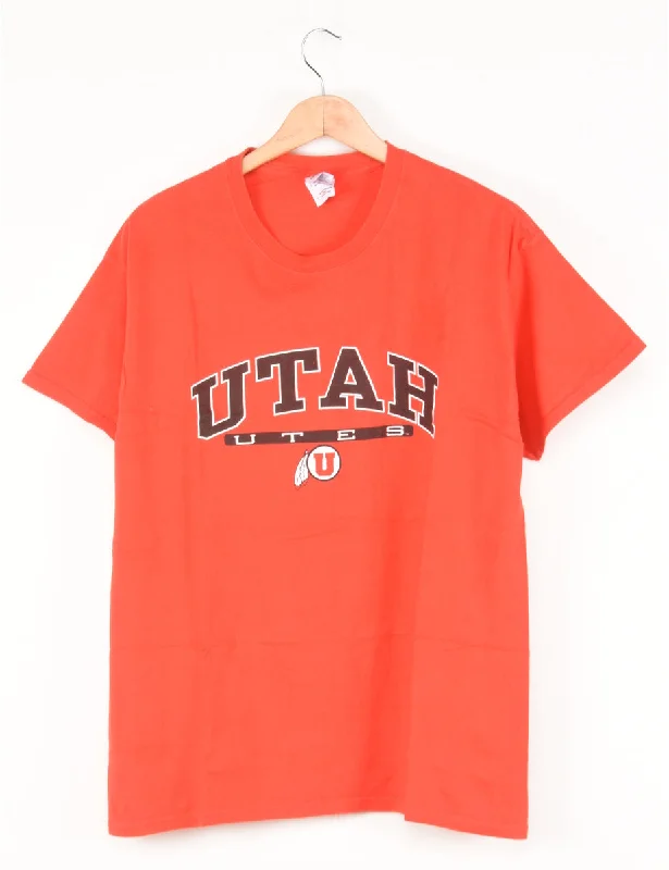 Utah Red Printed T-shirt - L Solid Color Striped Floral