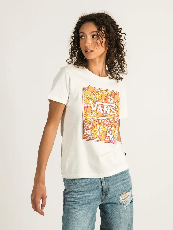 VANS RESORT FLORAL BOX FILL T-SHIRT Notch Collar Peter Pan Collar Cowl Neck