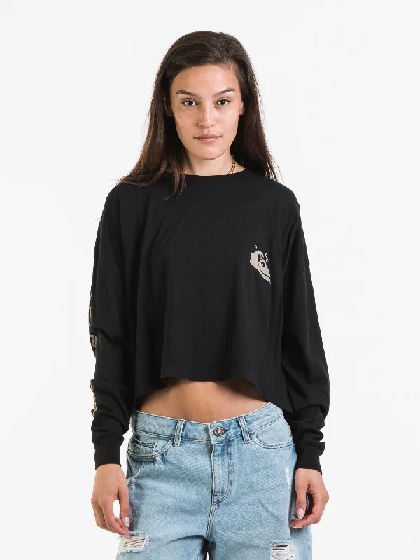 QUIKSILVER OVERSIZED CROP LONG SLEEVE TEE - CLEARANCE Nylon Fabric Polyester Fabric Spandex Fabric