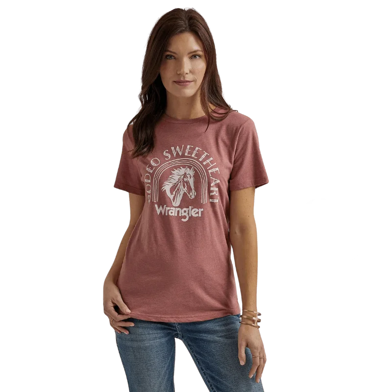 Wrangler Women's Withered Rose Heather Western Graphic T-Shirt 112344167 Collared Crew Neck Turtle Neck