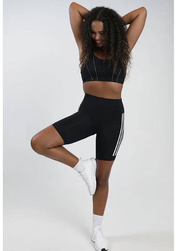 Adidas Womens Optime Trainicons 3-Stripes Bike Short Leggings <br> H64228 Stylish Athletic Wear Leggings