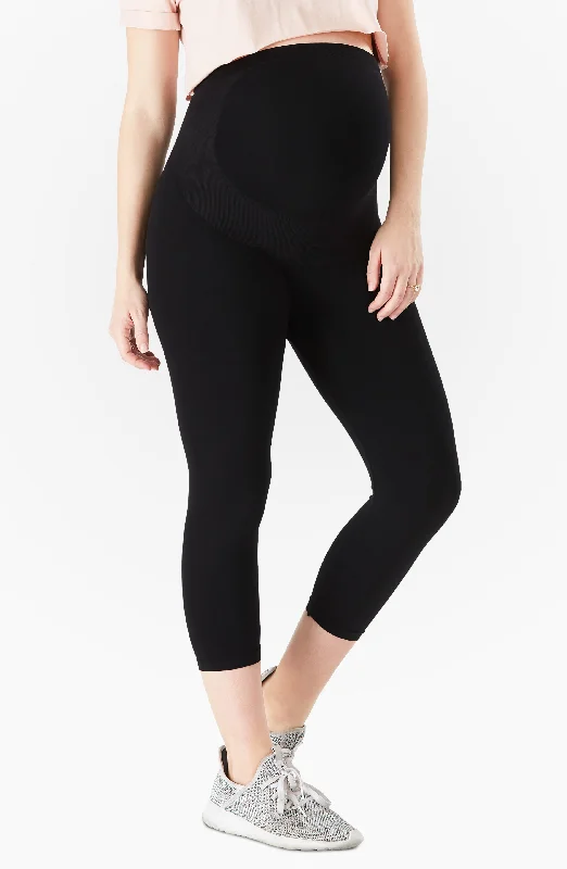 Maternity Capri Leggings with Bump Support™ Comfortable Power Mesh Leggings