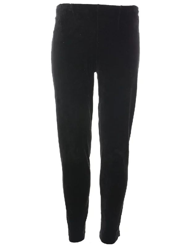 Liz Claiborne Black Velour Leggings - W27 L29 Elegant Textured Leggings