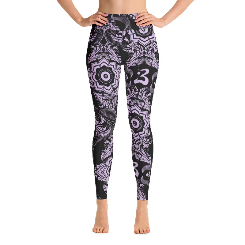 Lotus Subs on Yoga Leggings - Purps Elegant Sheer Leggings