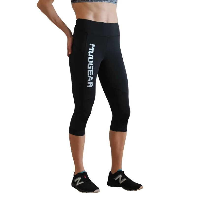 Women's Flex-Fit Compression Capri Leggings (Race Logo) Trendy Mesh Leggings