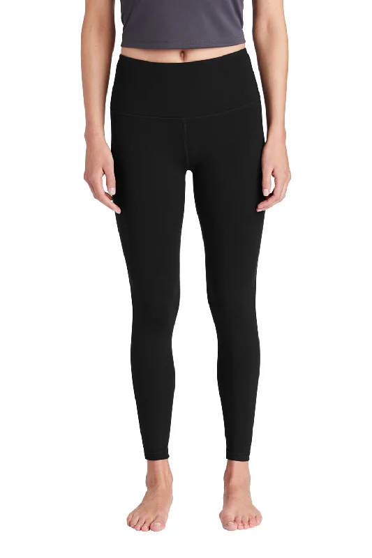 Sport-Tek Womens Moisture Wicking High Rise Leggings - Black Trendy High-Compression Leggings